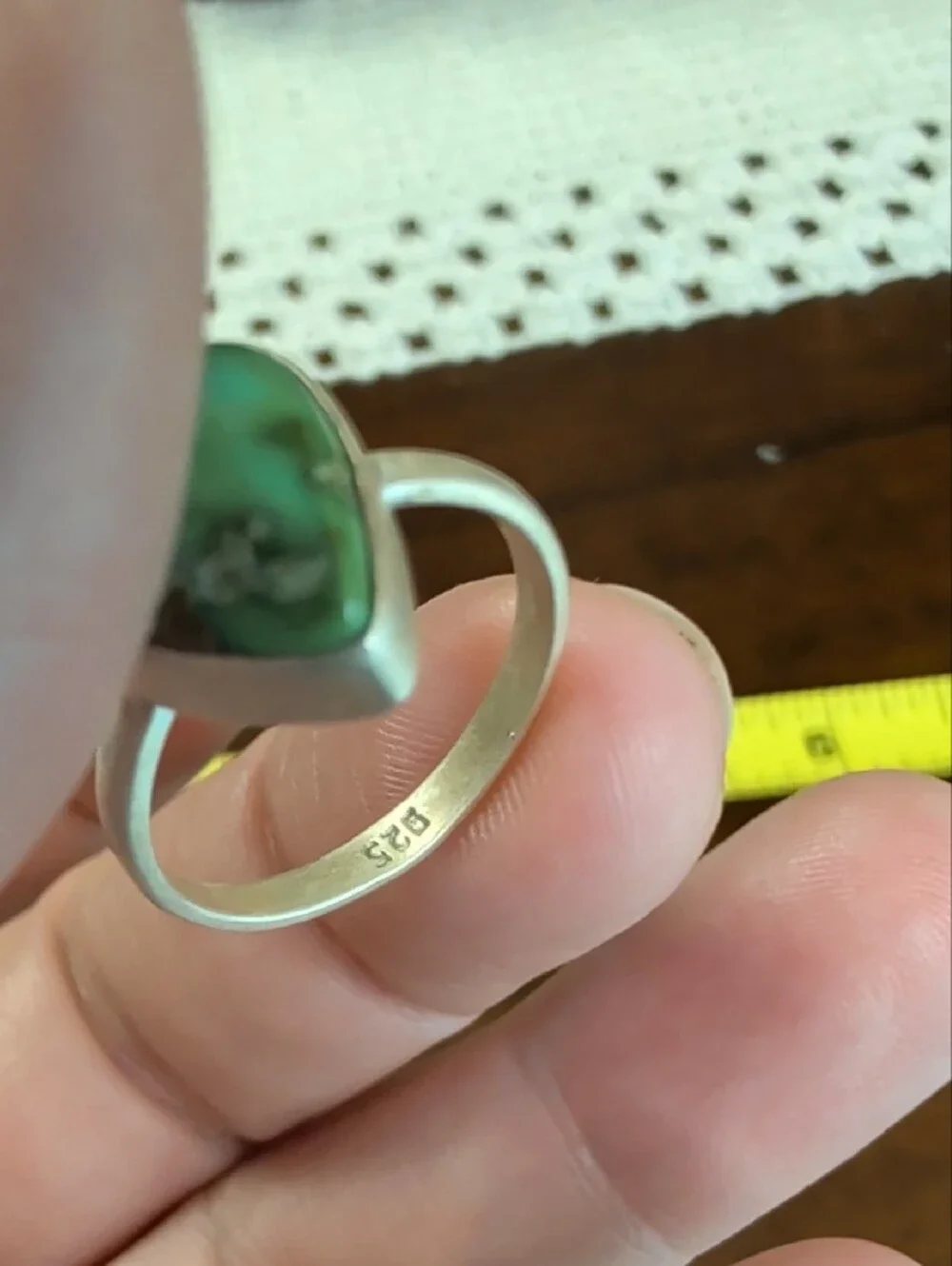 New Sterling Silver Teardrop Royston Turquoise Ring - Vibrant Green Size 6